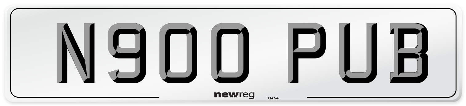 N900 PUB Number Plate from New Reg